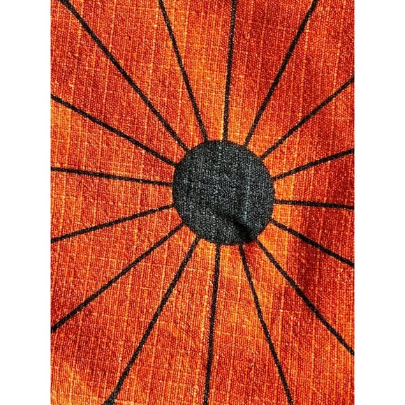 Orange & Black Floral MCM Placemat & Napkin Set Linen Cotton Boho 1970s READ - Picture 5 of 13
